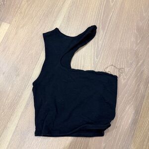 Garage Black Asymmetric One-Shoulder Crop Top